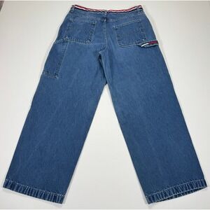 Vintage Tommy Hilfiger Womens 12 Blue Carpenter Jeans 32x29 Baggy Y2K Flag Loop